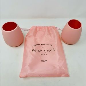 Odeme Silicone What A Pair Set Of 2 Wine Glasses